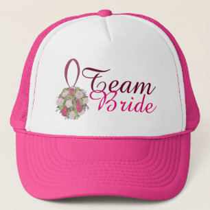 Team Bride Rose Bouquet Wedding Bridal Party Trucker Hat