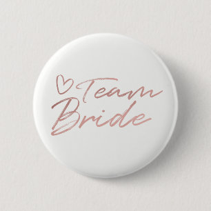 Team Bride - Rose Gold faux foil button