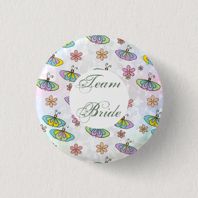 Team Bride, schmetterlinge 3 Cm Round Badge (Front)