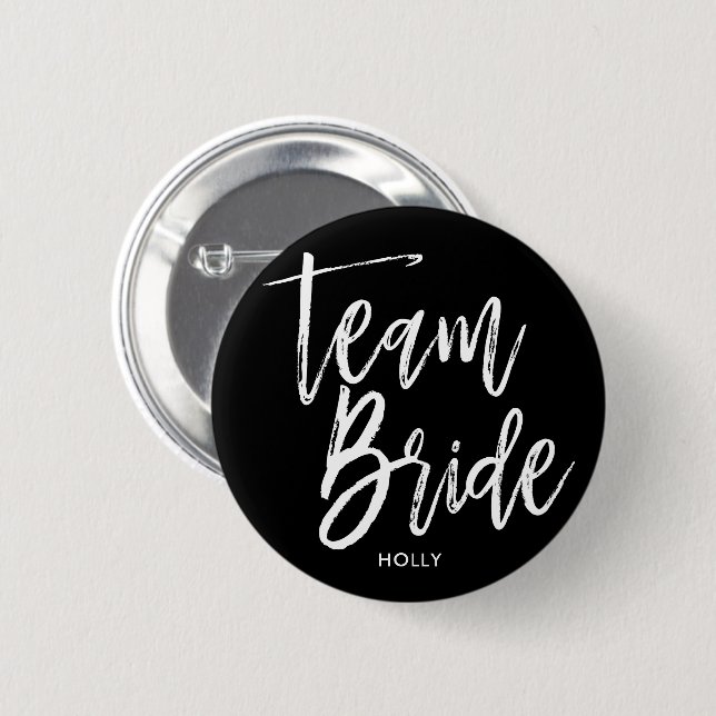 Team Bride | Script 6 Cm Round Badge (Front & Back)