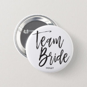 Team Bride   Script Black 6 Cm Round Badge