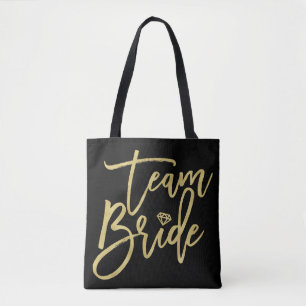 Team Bride Script Diamond Bridal Party Tote Bag