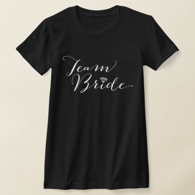 Team Bride Script Diamond Bridal Party Wedding T-Shirt (Laydown)