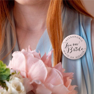 TEAM BRIDE Script Diamond Wedding Bridal Party 6 Cm Round Badge