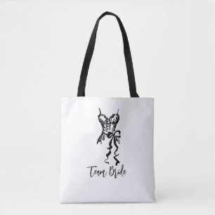 Team Bride Tote   Vintage Corset Sketch Design Bag