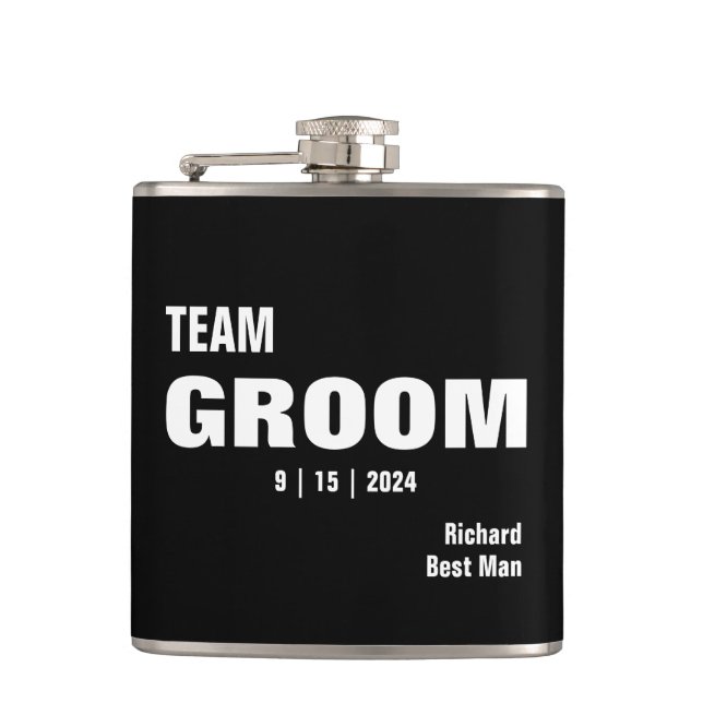 Team Bride Typography Vinyl Wrapped Flask  (Front)
