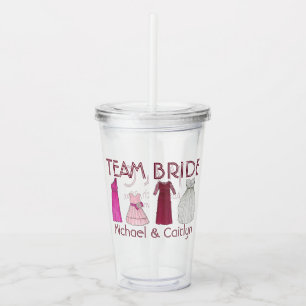 Team Bride Wedding Bridal Party Bridesmaid Gowns Acrylic Tumbler