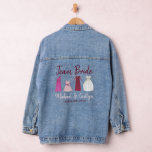 Team Bride Wedding Bridal Party Gown Dress Denim Jacket<br><div class="desc">Jacket features an original marker illustration of a row of bridal party dresses, with TEAM BRIDE in a fun font. Simply personalise with your event information for a unique bridal shower or bachelorette party favour or bridesmaid gift. This wedding themed design is also available on other products. Don't see what...</div>
