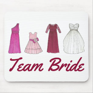 Team Bride Wedding Bridal Party Gown Dress Mouse Mat