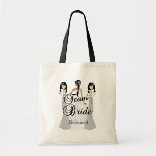 Team Bride   Wedding   Grey & Black   DIY Text Tote Bag