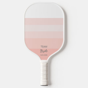 Team Bride Wedding Party Pink Stripe Personalised Pickleball Paddle
