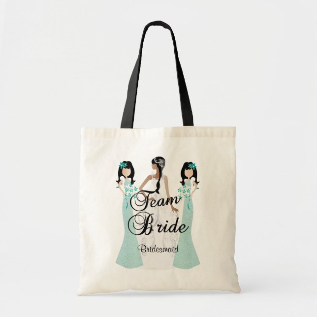 Team Bride | Wedding | Teal Green | DIY Text Tote Bag (Front)