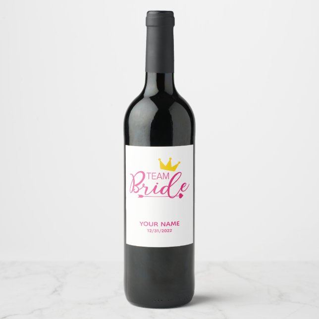 Team Bride Wine Label Pink (Front)