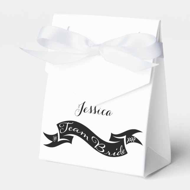Team Bride XO Heart Ribbon Favour Box (Front Side)