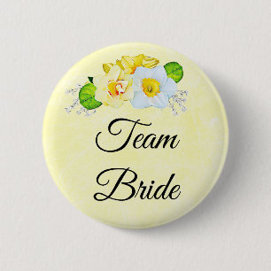 Team Bride Yellow Floral 6 Cm Round Badge