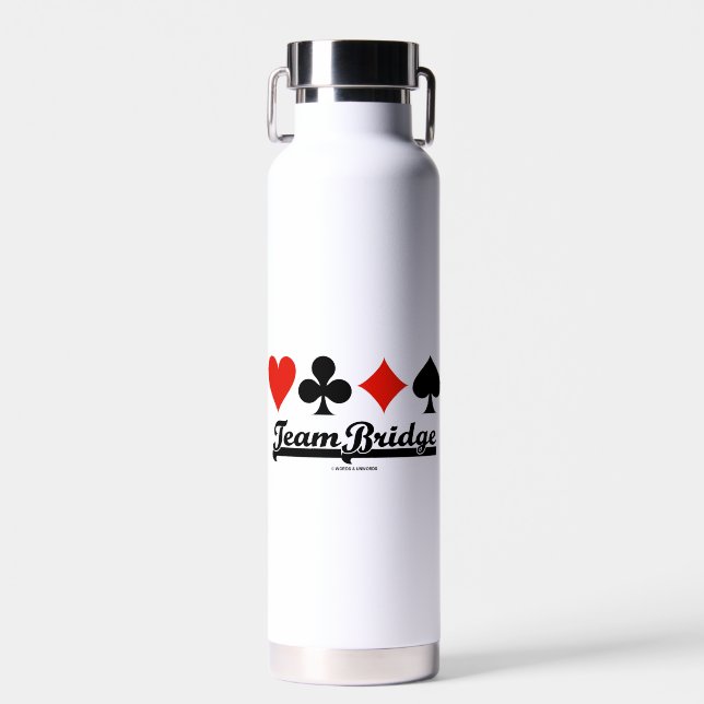 Team Bridge Four Card Suits Water Bottle (Front)