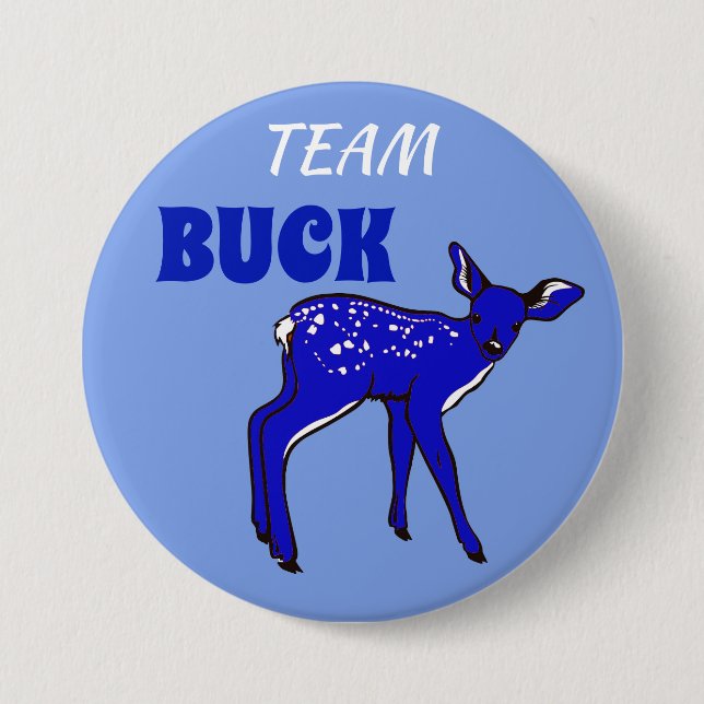 "Team Buck" Blue Gender Reveal 7.5 Cm Round Badge (Front)