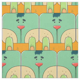 Team Bunny Face - Green and Orange Fabric
