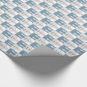 Team Bunny Face - Grey and Blue v2 Wrapping Paper