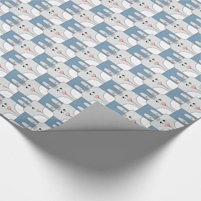 Team Bunny Face - Grey and Blue v2 Wrapping Paper (Corner)