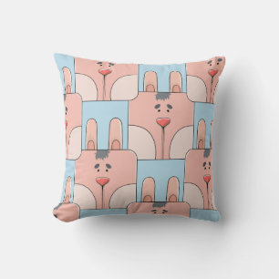 Team Bunny Face - Pink and Blue Cushion
