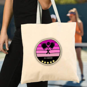 Team by colour Pink on black Mid Century Tote Bag