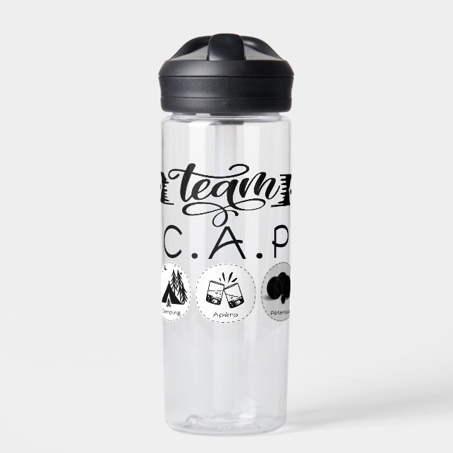 Team C.A.P Camping Apéro Pétanque Water Bottle (Front)
