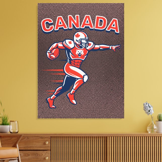 Team Canada Football Dynamic Patriotic Athlete Art Canvas Print (Insitu(LivingRoom))
