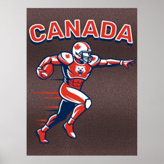 Team Canada Football Dynamic Patriotic Athlete Art Poster