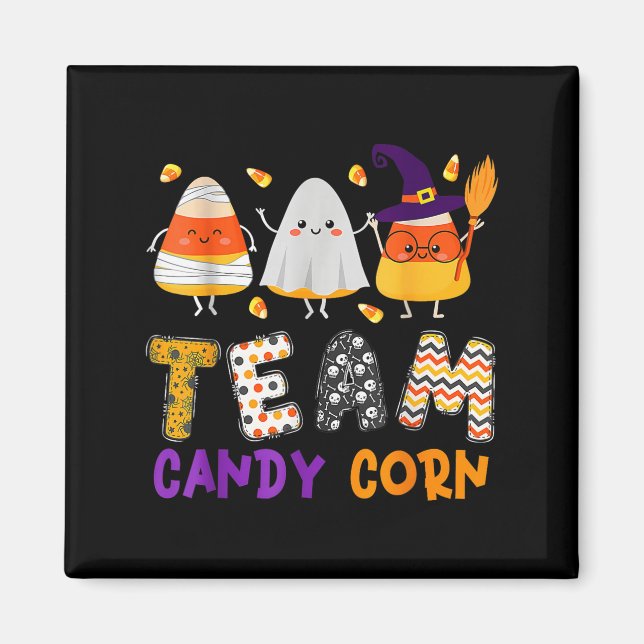Team Candy Corn Halloween Funny With Witch Boo Mum Magnet (Front)