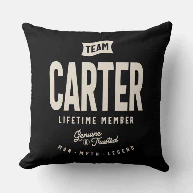 Team Carter Lifetime Member Personalised Name Cushion (Front)