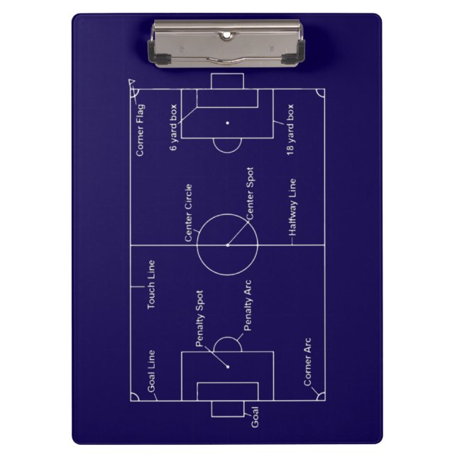 Team Coach Blue and White Soccer Personalised Clipboard (Front)