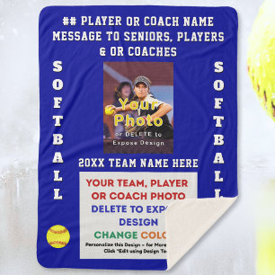 Team, Coach or SENIOR NIGHT Gifts for Softball Sherpa Blanket