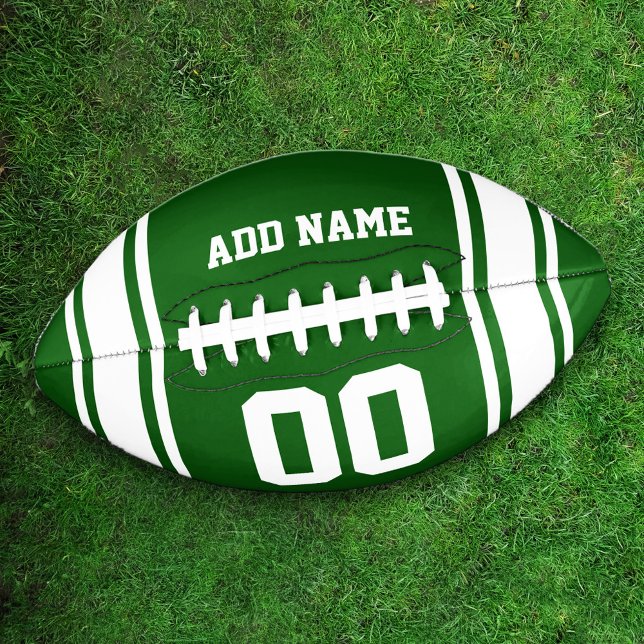Team Colors Green and White Personalized American Football (Creator Uploaded)
