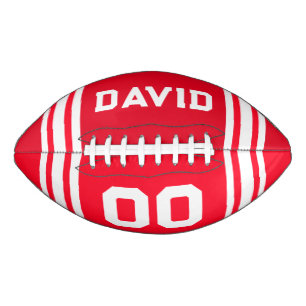Team Colors Red and White with Name and Number American Football