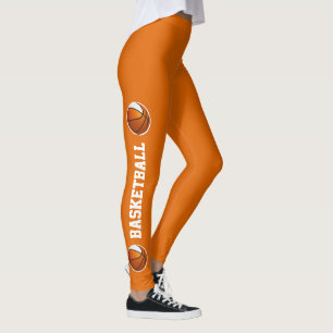 team colours basketball text or name up leg orange leggings