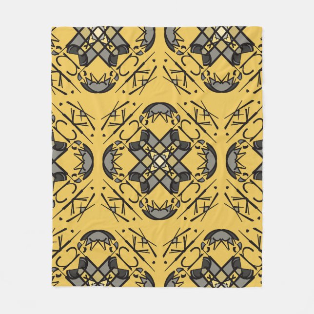 Team colours. Black and Gold Fleece Blanket (Front)