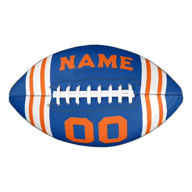 Team Colours Blue, White and Orange American Football (Front)