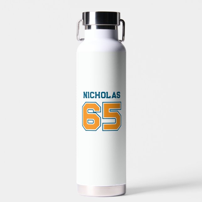 Team Colours Jersey Number Water Bottle (Front)
