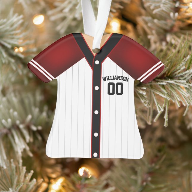 Team Colours Personalised Baseball Jersey Ornament (Tree)