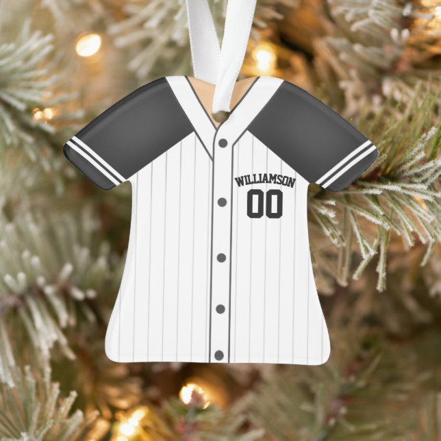 Team Colours Personalised Baseball Jersey Ornament (Tree)