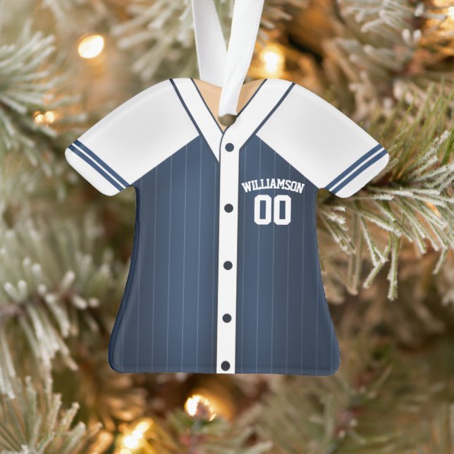 Team Colours Personalised Baseball Jersey Ornament (Tree)