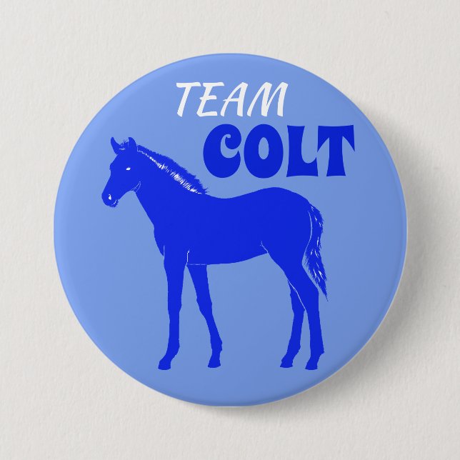 "Team Colt" Blue Gender Reveal 7.5 Cm Round Badge (Front)