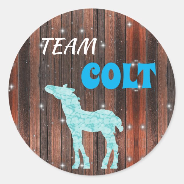 "Team Colt" Colt Gender Reveal Classic Round Sticker (Front)