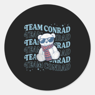 Team Conrad Name Mint Bear For Men Women Kids  Classic Round Sticker