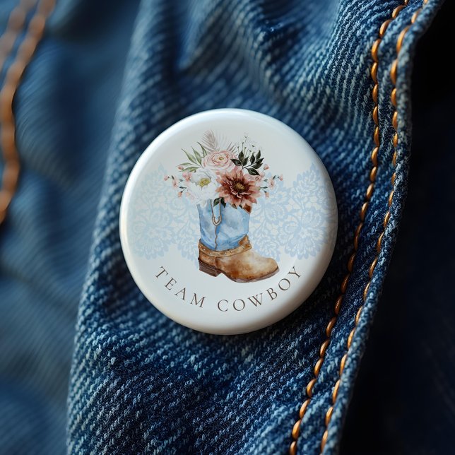 Team Cowboy Western Pink Boot Gender Reveal 6 Cm Round Badge (Team Cowboy Western Pink Boot Gender Reveal Button)