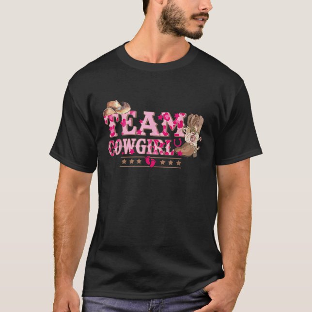 Team Cowgirl Baby Gender Reveal Outfit Tee Western (Front)