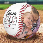 Team Dad Custom Photo Baseball<br><div class="desc">Score big this Father's Day with a custom baseball gift that celebrates 'Team Dad'! Our meticulously crafted keepsake includes a personalised message, a heartfelt red heart, and the names of his biggest fans - his kids. Plus, add two family photos for a home run of a gift that will touch...</div>