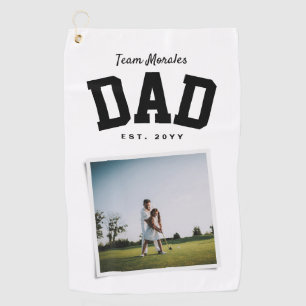 Team dad family name one photo sporty golf towel