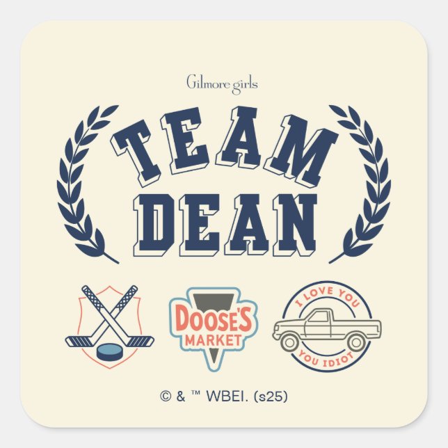 Team Dean Gilmore Girls Design Square Sticker (Front)
